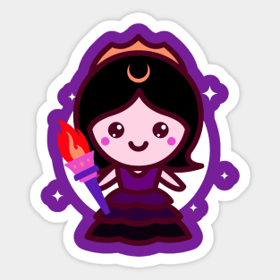 Chibi Kawaii Cute Hecate Goddess Witch Sticker